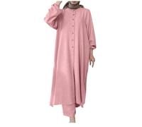 Muslimische Kleidung Damen Sommer Grün Muslimische Kleidung Langarm Shirt Jacke Weites Bein Hose Casual Zweiteiliges Set Lang Kleid Maxikleid Langarm Muslim Arab Dubai Kaftan Ramadan Gebet