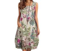 Muslimische Kleidung Frauen Modern - Ärmelloses Strandkleid mit muslimischem Blumendruck für Damen (Red XL)