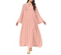 Muslimische Kleidung Frauen Modern, Elegantes Muslimisches Kleid Langarm locker geschnittenes Maxikleid mit Strassperlen und floralen Applikationen (S)