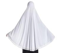 Muslimischer Damenschal, groß, Hijab, Jersey, Turbane, Khimar Abaya, weicher Gebetsschal, 1 Stück Spitze, Weiss/opulenter Garten, Medium