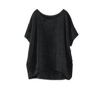 Musselin Bluse Damen Elegant Tuniken Leinenbluse Damen Sommer Baumwolle Leinen Tshirt Lose Kurzarm Blusen Frau Oversized Tee T-Shirt Freizeit Longbluse Leinenhemd Große Größen Bluse Oberteile