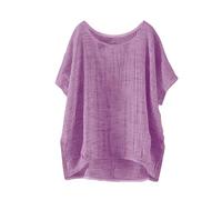 Musselin Bluse Damen Elegant Tuniken Leinenbluse Damen Sommer Baumwolle Leinen Tshirt Lose Kurzarm Blusen Frau Oversized Tee T-Shirt Freizeit Longbluse Leinenhemd Große Größen Bluse Oberteile