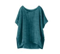 Musselin Bluse Damen Elegant Tuniken Leinenbluse Damen Sommer Baumwolle Leinen Tshirt Lose Kurzarm Blusen Frau Oversized Tee T-Shirt Freizeit Longbluse Leinenhemd Große Größen Bluse Oberteile