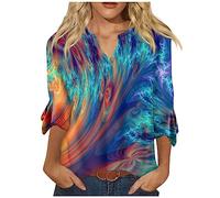 musselin Bluse Damen Festliche blusen zur Hochzeit Three Quarter Sleeve Tops Woman 3/4 arm Shirt Oversize Womens Blouses Dressy Casual