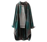 Musselin Bluse Damen Karierte Hemden Oversized Hemdjack Langarmshirt Elegant Hemd Oberteile 3/4 Roll Up Ärmel Hemdbluse Button-Down Blusen Tunika Für Alltag Und Oktoberfest Grün Kaffee Xxxl Xxl Xl