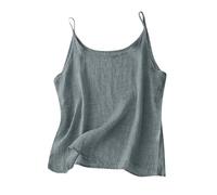 Musselin Bluse Damen Leinen Tank Top Damen Boho Top Ärmellos Elegant Rundhalsausschnitt Tanktop Bequem Atmungsaktiv Einfarbig Baumwolle Tanktops Frauen Leinentop Leinenbluse Ringelshirt (Grey-1, XXXL)