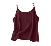 Musselin Bluse Damen Leinen Tank Top Damen Boho Top Ärmellos Elegant Rundhalsausschnitt Tanktop Bequem Atmungsaktiv Einfarbig Baumwolle Tanktops Frauen Leinentop Leinenbluse Ringelshirt (XXXXXL)