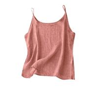 Musselin Bluse Damen Leinen Tank Top Damen Boho Top Ärmellos Elegant Rundhalsausschnitt Tanktop Bequem Atmungsaktiv Einfarbig Baumwolle Tanktops Frauen Leinentop Leinenbluse Ringelshirt Schwarz (L)