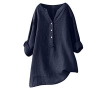 Musselin Bluse Damen Leinenbluse Damen Sommer Langarm Große Größen Hemdbluse Blusenkleid Baumwolle Leinen Elegant Weiß Longbluse Blusenshirt Bügelfrei Schwarz Mittelalter Tuniken Damenblusen