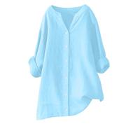 Musselin Bluse Damen Leinenbluse Damen Sommer Langarm Große Größen Hemdbluse Elegante Blusenkleid Baumwolle Leinen Elegant Weiß Longbluse Blusenshirt Bügelfrei Schwarz Mittelalter Tuniken Damenblusen