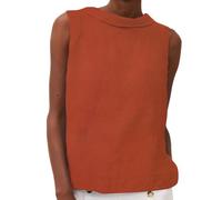 Musselin Bluse Damen Leinenbluse Damen Sommer Leinenhemd Oberteile Oversized Hemdbluse LäSsig Leinen Hemd Solid Boho Top Casual Elegant Tuniken Blusen Damen (Red, XL)