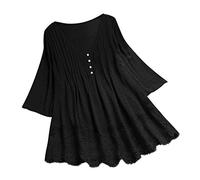 Musselin Bluse Damen Oversized, Black W ngebote 2025, Leinenbluse Damen Langarm Tunika Sommer Lang Leinen Shirt Oversized Oberteile Baumwoll Leinenshirt Musselin Bluse Blumen Longshirt