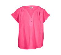 Shirtbluse BONPRIX "Musselin-Blusentop aus reiner Baumwolle", Damen, Gr. 38, rosa (pinklady), Web, Obermaterial: 100% Baumwolle, unifarben, oversize normal, Rundhals, gerader Abschluss, Blusen Shirtbl