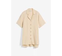 Hemdbluse BONPRIX, Damen, Gr. 48, hellsand, Web, Obermaterial: 100% Baumwolle, oversize Po-bedeckend, V-Ausschnitt, Blusen Hemdbluse, in weiter vokuhila Passform, reine Baumwolle, Kurzarm (75537612-48