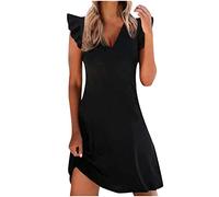 Musselin Kleid Damen Freizeitkleid Damen Elegant Minikleid Damen Sexy Schwarz Kleider Damen Sexy Elegant Sommer Strandkleid Damen Kurz Schwarz Sommerkleider Damen Knielang Große Größen Strandklei