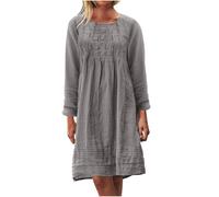Musselin Kleid Damen Langarm Casual Rundhals Eelegant Strandkleider Sommer Lässiges T-Shirt Kleider Blusenkleid Bequeme Lockere Sommerkleid Casual Lange Loose Urlaub Freizeitkleid Maxikleid