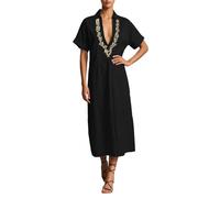 Musselin Kleid, Leinenkleid Damen Baggy Boho Style Knielang Sommerkleid Baumwollkleid Sommer a Linie Musselinkleid Strandkleid Leicht Luftige Leinen Sommerkleider Freizeitkleider