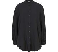 Langarmbluse BONPRIX "Musselin-Longbluse aus Baumwolle", Damen, Gr. 48, schwarz, Obermaterial: 100% Baumwolle, oversize, Blusen, Oversize-Passform, mit Seitenschlitzen, aus Musselin (92368747-48) schw