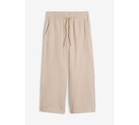 Palazzohose BONPRIX "Palazzo-Hose aus Musselin", Damen, Gr. 50, N-Gr, grau (steingrau (normal)), Obermaterial: 100% Baumwolle, loose fit, Hosen Palazzohose, aus Musselin, lockere Passform, elastischer