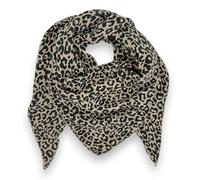 Musselin Schal damen leo Made Italy 195 x 72 cm Herbst Winter Dreieckstuch Baumwolle Halstuch (Beige-Schwarz)