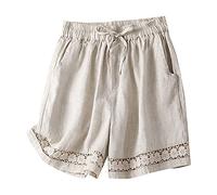 Musselin Shorts Damen Kurze Hosen Musselin Kurze Hose Beach Shorts Mit Taschen Mode Lässige Stoffhose Freizeit Shorts Bermuda Shorts Outdoor Wandern Shorts Yoga Shorts Damen