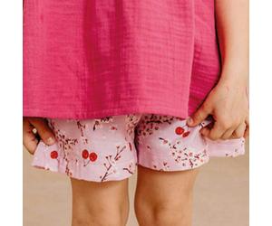Musselin Shorts zum Binden Blumen rosa 110