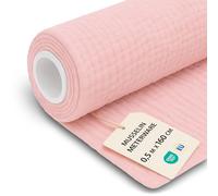 Musselin Stoff Meterware 0,5 M x 160 cm - Baumwollstoff Stoffe zum Nähen ideal für Bettwäsche Decke Kinder Tuch Tischläufer leichte Baumwolle Fabric Musselinstoff Oeko-Tex-Zertifikat Rosa