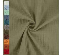 Musselin Stoff Sunny, Double Gauze | ab 50cm x 130cm (armeegrün)