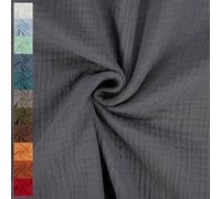 Musselin Stoff Sunny, Double Gauze | ab 50cm x 130cm (dunkelgrau)