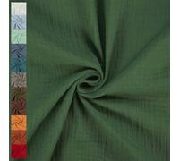 Musselin Stoff Sunny, Double Gauze | ab 50cm x 130cm (dunkelgrün)