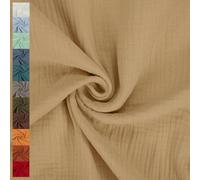 Musselin Stoff Sunny, Double Gauze | ab 50cm x 130cm (gelbbeige)