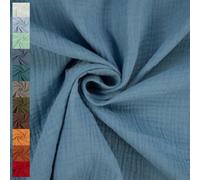 Musselin Stoff Sunny, Double Gauze | ab 50cm x 130cm (jeansblau)