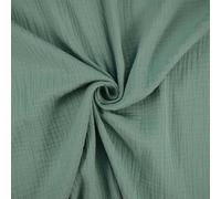 Musselin Stoff Sunny, Double Gauze | ab 50cm x 130cm (sturmgrün)