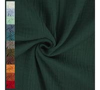Musselin Stoff Sunny, Double Gauze | ab 50cm x 130cm (tannengrün)