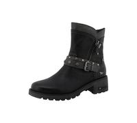 Winterboots MUSTANG SHOES "Haukea", Damen, Gr. 42, schwarz, grau, Lederimitat, Schuhe Winterboots, Biker Boots mit Blockabsatz und TEX-Membrane (32607824-42)
