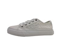 MUSTANG Damen Schuhe Sneakers Low Top Kunstleder Schnürschuhe mit gehäkeltem Besatz 26M0222009 White (00002) 40