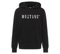 Mustang Herren Hoodie Bronson Label-Print 100% Baumwolle Regular Fit Schwarz XXL