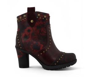 Mustang Damen-Burgundgrüne Blumen-Fußstiefel mit Absatz - M0162012 EU41