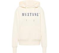Sweatshirt MUSTANG "Style Margo", Damen, Gr. S, weiß (whisper weiß), Web, Obermaterial: 100% Baumwolle, bedruckt, regular fit normal, ohne Ausschnitt, Sweatshirts Sweatshirt, mit Logo Print (81903367-
