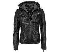 Lederjacke MUSTANG "31020251", Herren, Gr. L, schwarz, Obermaterial: 100% Leder, Lamm / Futter: 60% Baumwolle, 40% Polyester / Ärmelfutter: 100% Polyester / Kapuze: 55% Baumwolle, 45% Polyester, ohne 