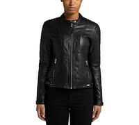 Lederjacke MUSTANG "31020257", Damen, Gr. XL, schwarz, Obermaterial: 100% Lammleder / Innenfutter: 90% Baumwolle, 10% Polyester / Füllung: 100% Polyester / Ärmelfutter: 100% Polyester, Jacken (1392554