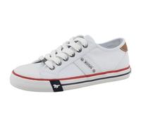 MUSTANG Sneaker Winona – Damen Baumwolle Schnürschuh mit seitlichem Logoschriftzug Weiß Gr. 37