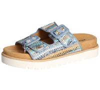 MUSTANG Damen Pantolette Schnalle Plateau Bastoptik 1461-705, Größe:41 EU, Farbe:Blau