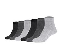 Mustang Damen Quartersocken, 6er Pack - Casual Organic Cotton Quarter, uni Grau Mix 35-38