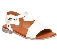 MUSTANG Damen Sandale breiter Riemen asymmetrisch Klettverschluss 1388-807, Größe:38 EU, Farbe:Weiß