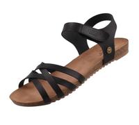 MUSTANG Damen Sandale Flechtoptik Klettverschluss Korkoptik 1307-811, Größe:37 EU, Farbe:Schwarz