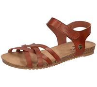 MUSTANG Damen Sandale Flechtoptik Klettverschluss Korkoptik 1307-811, Größe:42 EU, Farbe:Braun