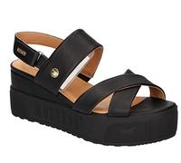 MUSTANG Damen Sandale Kreuzriemen Slingback Plateau Keilabsatz 1459-801, Größe:36 EU, Farbe:Schwarz