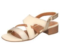 Sandalette MUSTANG SHOES, Damen, Gr. 38, gold (creme, goldfarben), Lederimitat, vintage, metallic, elegant, Schuhe, Sandalette, Festtagsschuh mit Metallic-Einsätzen (78186050-38) creme, goldfarben