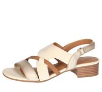 Sandalette MUSTANG SHOES, Damen, Gr. 41, gold (creme, goldfarben), Lederimitat, vintage, metallic, elegant, Schuhe, Sandalette, Festtagsschuh mit Metallic-Einsätzen (78186050-41) creme, goldfarben